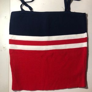 Ally Navy, Red and white striped crop